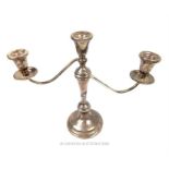 An American Cartier sterling silver three branch candelabrum