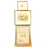 Three framed hunting scenes