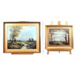 Two large landscape paintings