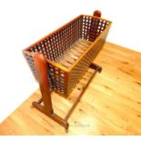 Victorian mahogany latticework swing crib