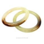 Two Chinese, natural agate bangles