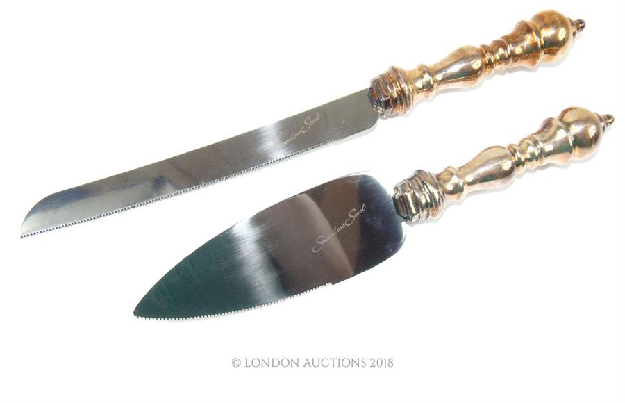 A matching, Austrian, sterling silver-handled, cake knife and cake slice