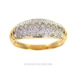 9 ct gold diamond bombe cluster ring