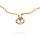 14 ct gold brilliant cut diamond pendant necklace