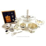 A collection of silver plated items