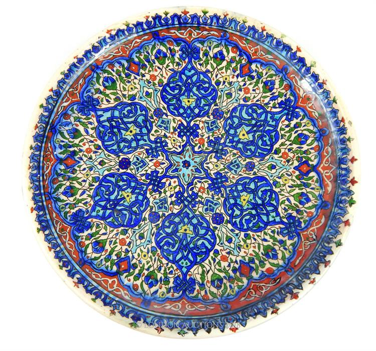 A late 19th century, hand-painted, Iznik plate