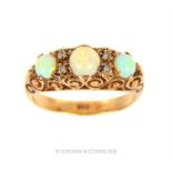 Antique 9 ct gold opal and diamond ring