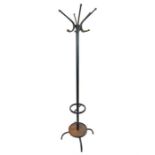 An industrial mid 20th century metal hat and coat stand