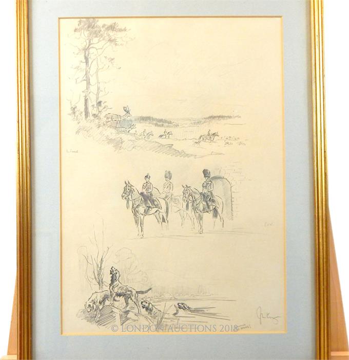 Three framed hunting scenes - Image 4 of 4
