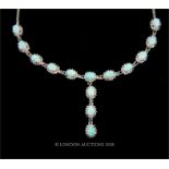 A sterling silver, white crystal and opalite necklace