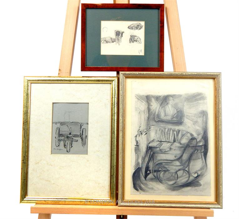 Collection of three pencil studies