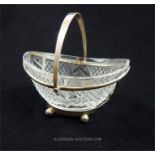 A Victorian sterling silver and cut glass basket