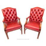 A pair of mahogany Gainsborough style open armchairs