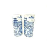 A pair of Chinese blue and white porcelain umbrella stands