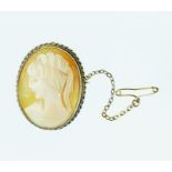 A 9 ct yellow gold mounted, cameo brooch