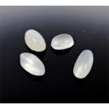 Four, loose, cabochon-cut, natural, moonstones (30.69 carats total)