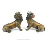 A pair of Chinese bronze dogs of Fo