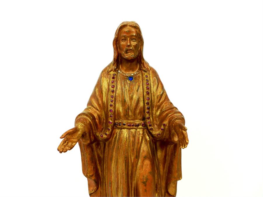A Colonial, gilded bronze Jesus Christ inset with rubies - Image 5 of 6