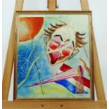 P. Vanderhem, (Dutch), a framed, colourful, watercolour of a clown