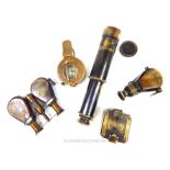 Collection of 5 reproduction binoculars, telescopes & compasses