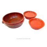 Japanese red lacquered serving bowl