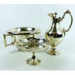 A late 19th century silver plated water jug and other items