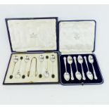 Two cased sets of Mappin & Webb silver tea-spoons