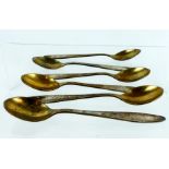 A cased set of six, Continental, silver-gilt tea-spoons