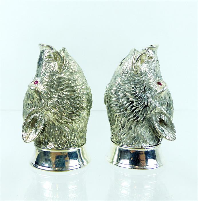 A pair of Continental (800) silver condiments in the form of boar's heads - Image 5 of 5