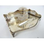 An Edwardian Sterling Silver Desk Inkstand.