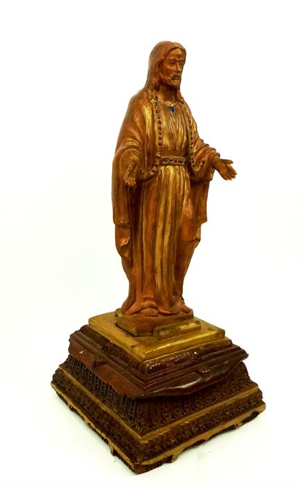 A Colonial, gilded bronze Jesus Christ inset with rubies - Image 3 of 6