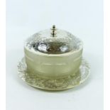 A mid-Victorian, sterling silver and frosted glass, butter dish