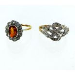 Two, boxed, 9 ct gold, gem-set rings