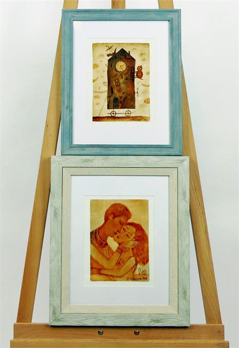 V. Makeyev (Russian), Two, framed and glazed paintings