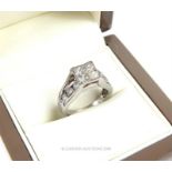 A boxed, 18 ct white gold, diamond ring (total:1.70 carats)