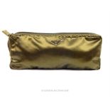 A Prada, rectangular, olive-green sateen bag/pouch