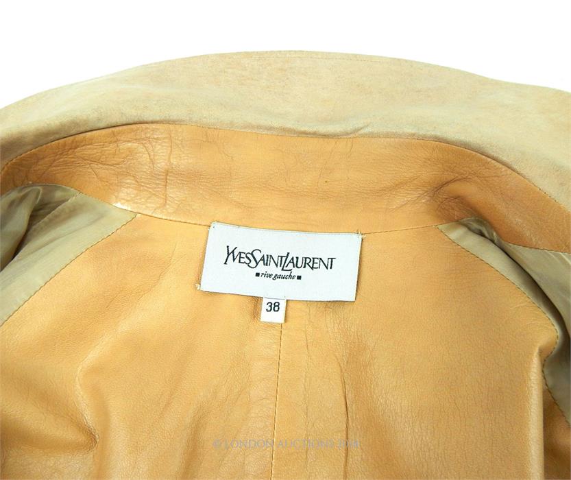 A Yves Saint Laurent, soft pale brown leather, belted jacket - Image 4 of 4