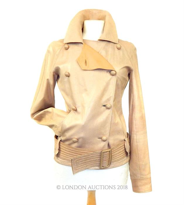 A Yves Saint Laurent, soft pale brown leather, belted jacket