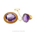 Edwardian Amethyst brooch and rings