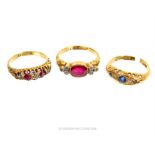 3 Victorian dress rings.