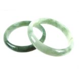 Two Chinese, natural, green jadeite bangles