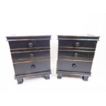 A pair of Marchetti Italian designer ebonised and distressed bedside chests