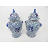 A pair of Chinese blue and white porcelain ginger jars
