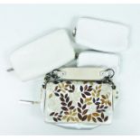 A Furla, white patent leather set of purse bags and a Francesco Biasia handbag