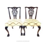 A pair of 19th century mahogany, Chippendale style side chairs