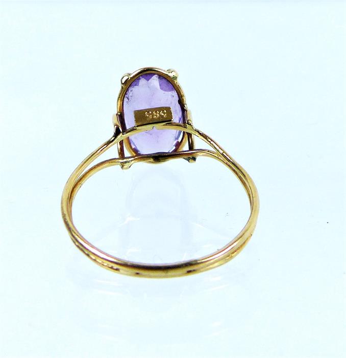 A boxed, 14 ct yellow gold, amethyst solitaire ring - Image 3 of 3