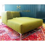 'B & B Italia', designer, dark green-linen covered chaise