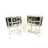 A pair of contemporary mirrored bedside chests