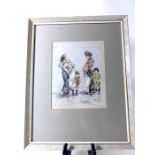 After Heinrich Zille, A framed, pencil and wash study of mothers with children