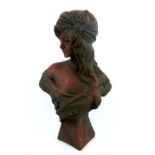 A terracotta, Art Nouveau-style bust